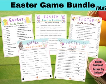 5 Easter Game Bundle Vol.2 | Fun Easter Printable Game Set for Kids & Adults | Easter Party Game | Easter Trivia  l Easter Sunday