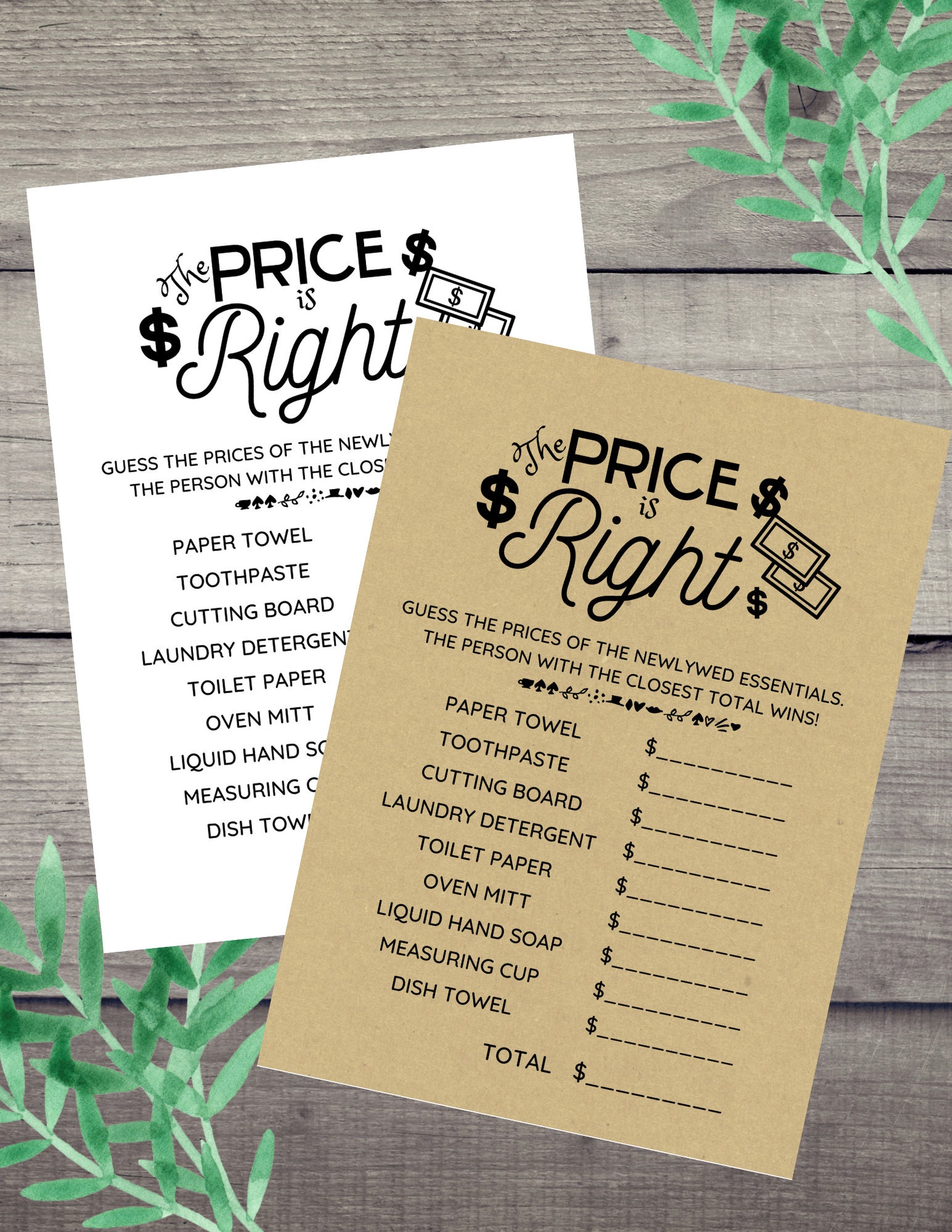 The Price is Right Bridal Shower Game Printable Instant - Etsy