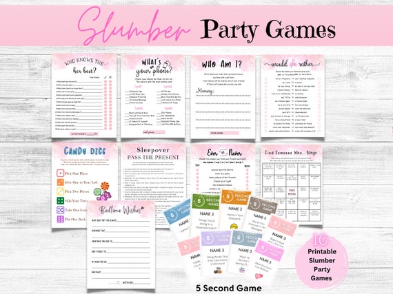 slumber party dress up games Slumber Party Games, Sleepover Party, Birthday Party Games, Printable PDF