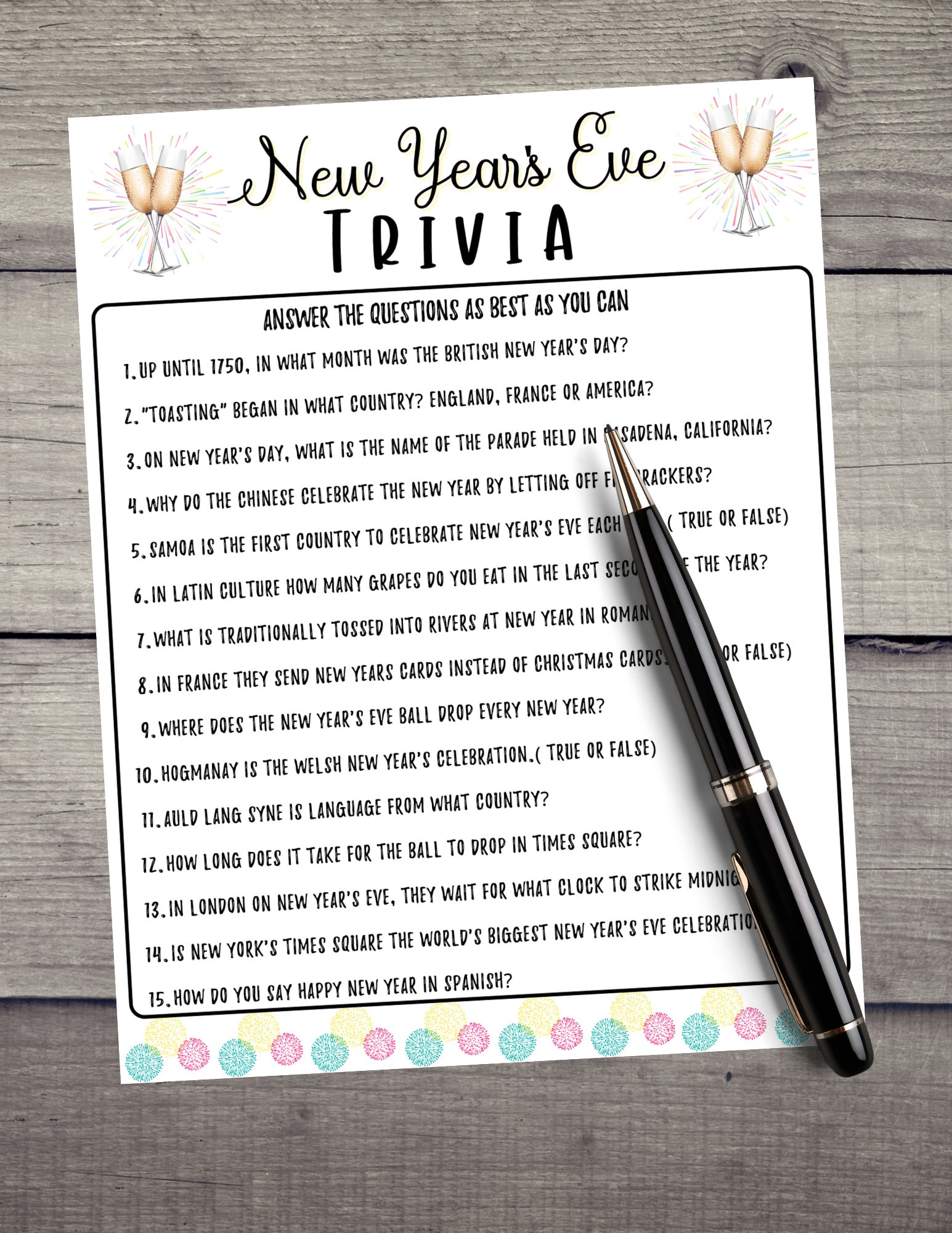 New Years Eve Game Set New Years Eve Printable Games New Etsy