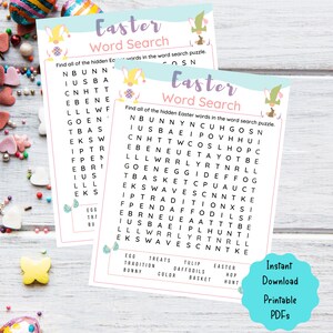 Easter Word Search Game Easter Printable Game for Kids &amp; - Etsy