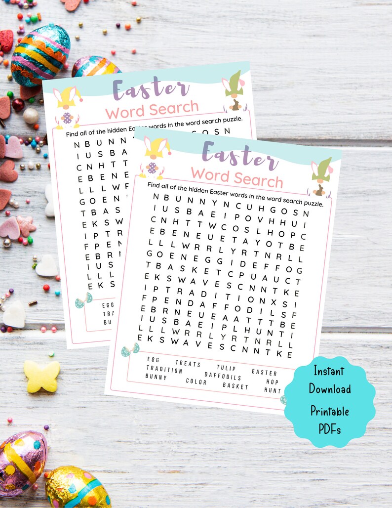 Easter Word Search Game Easter Printable Game for Kids &amp; - Etsy