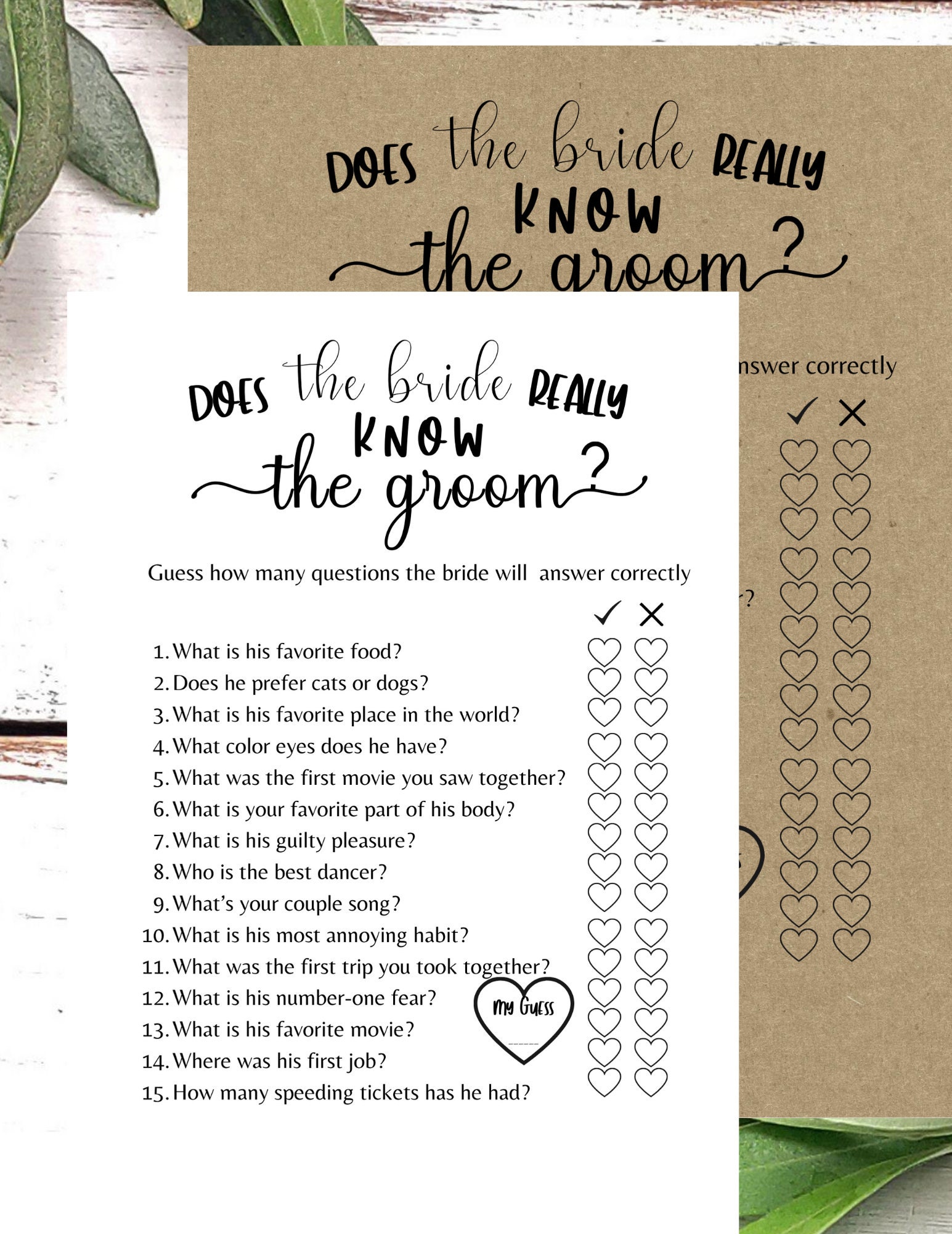 Does the Bride Really Know the Groom Bridal Shower Game Etsy