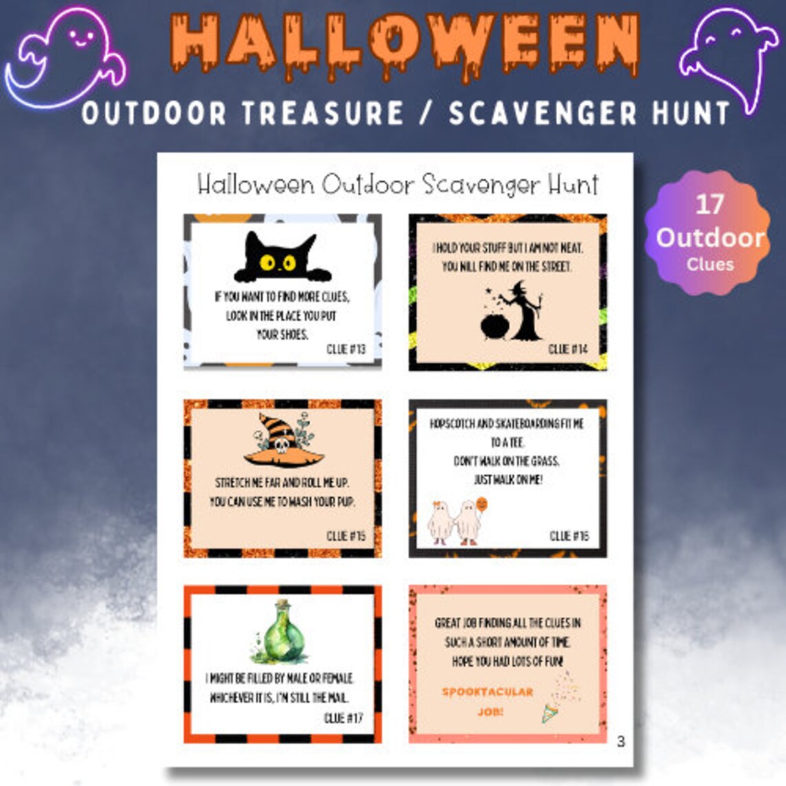 Halloween Outdoor Scavenger Hunt Printable Halloween Game - Etsy