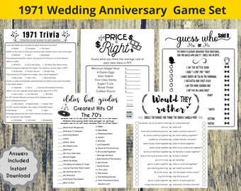 55th Anniversary Printable Games: 1971 Trivia, Wedding Anniversary Party (Instant Digital Download)