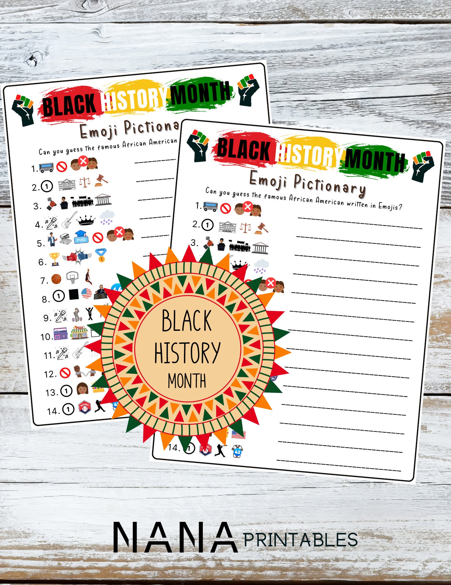 Black History Emoji Pictionary Game, Game, Fun Kids