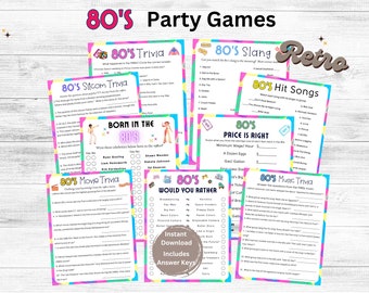 80s Party Games Printable, 80s Theme Party Games, 80s Music Movie Trivia, 90s Trivia, 1980s Event Game, Nineties Party, Retro 80s Party Game