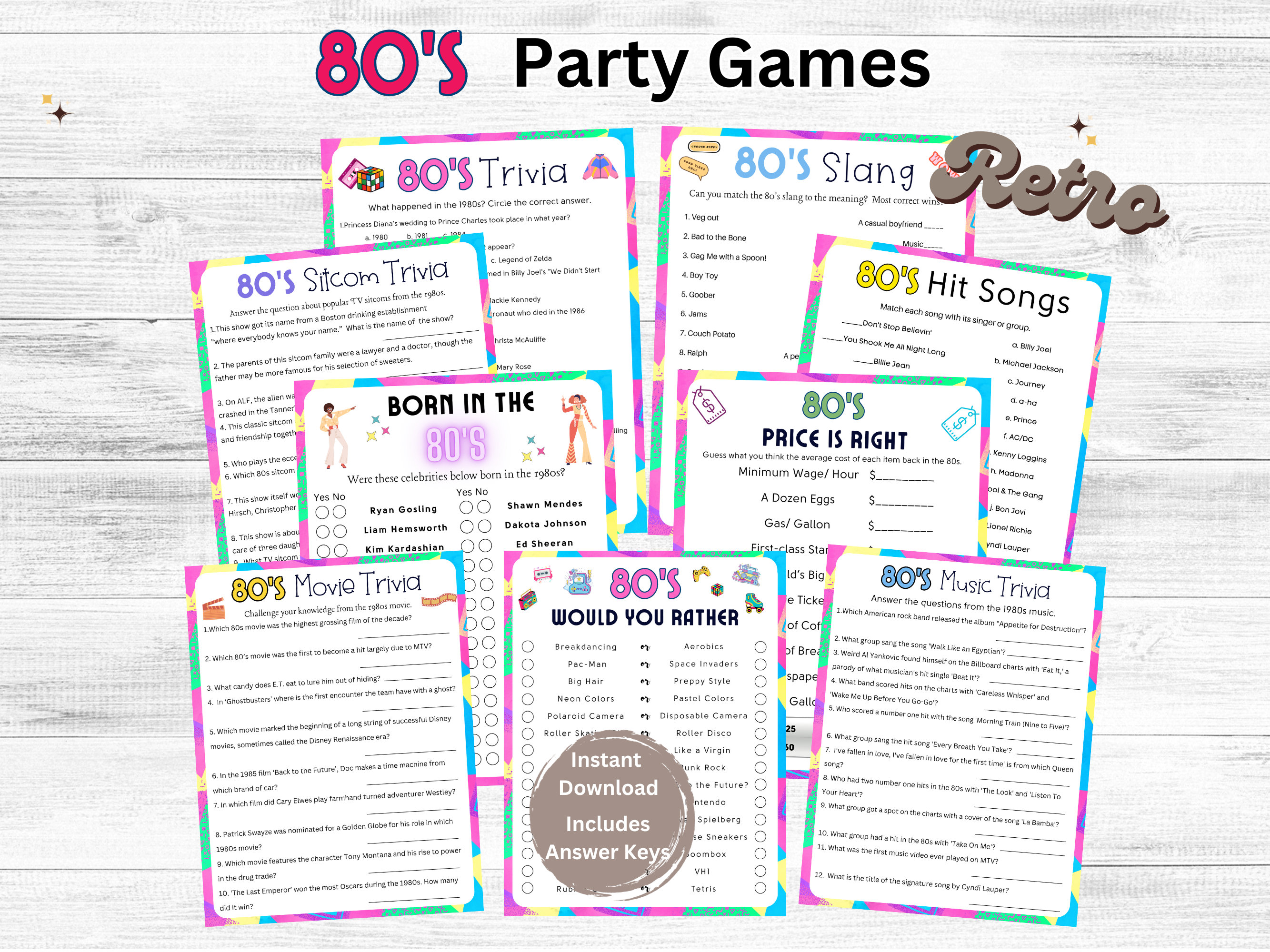 80s Party Games Printable, 80s Theme Party Games, 80s Music Movie ...