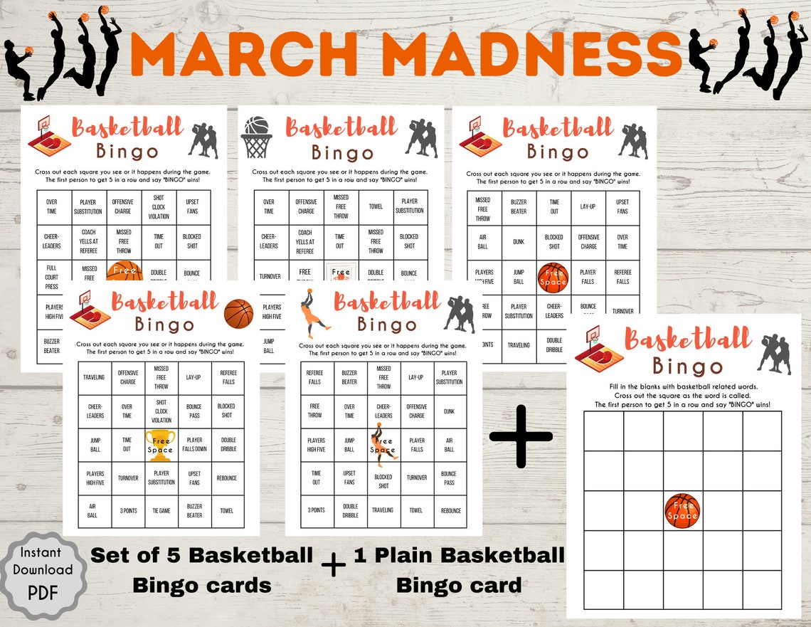 March Madness Basketball Bingo Game Basketball Party Game l Etsy
