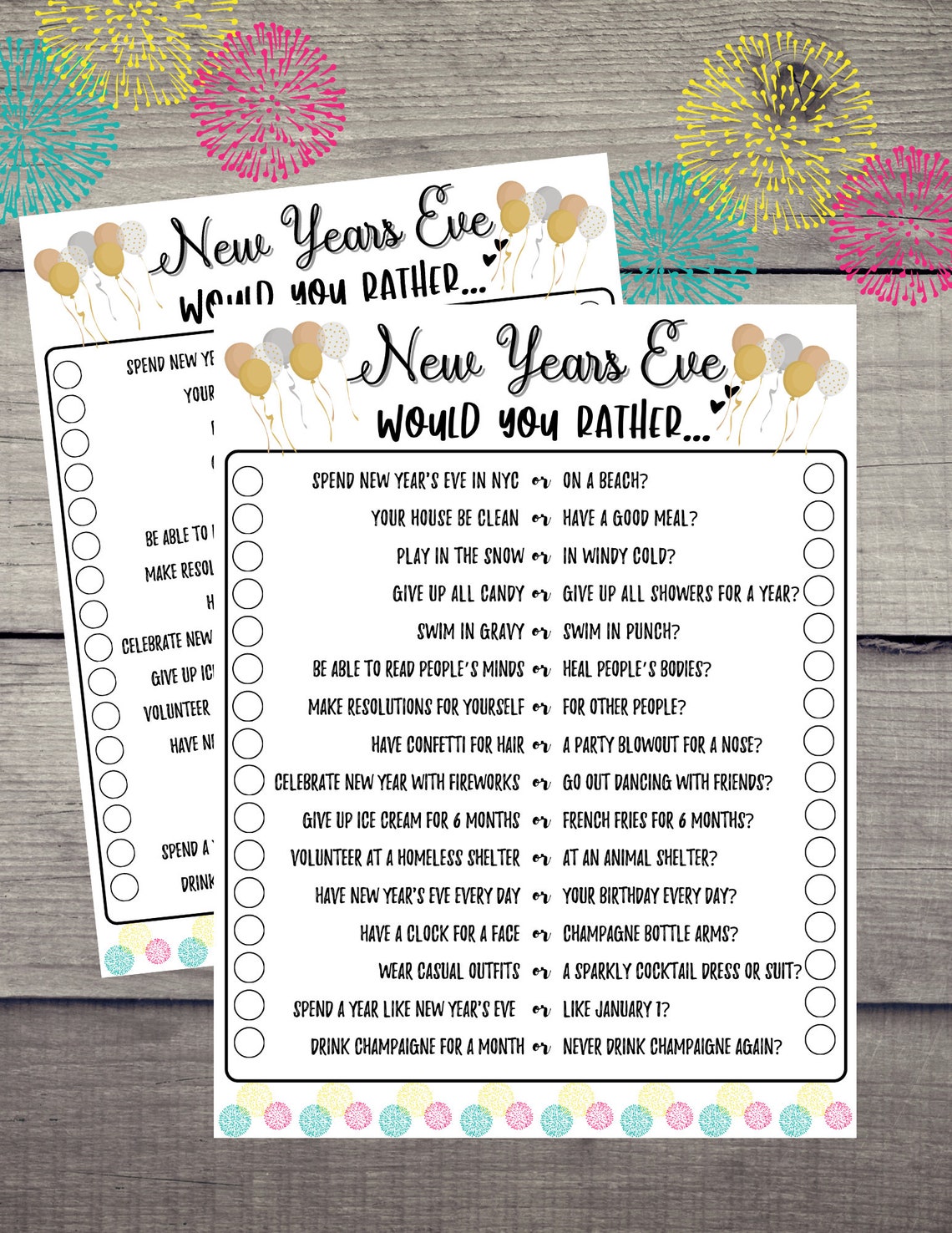 New Years Eve Game Set New Years Eve Printable Games New Etsy