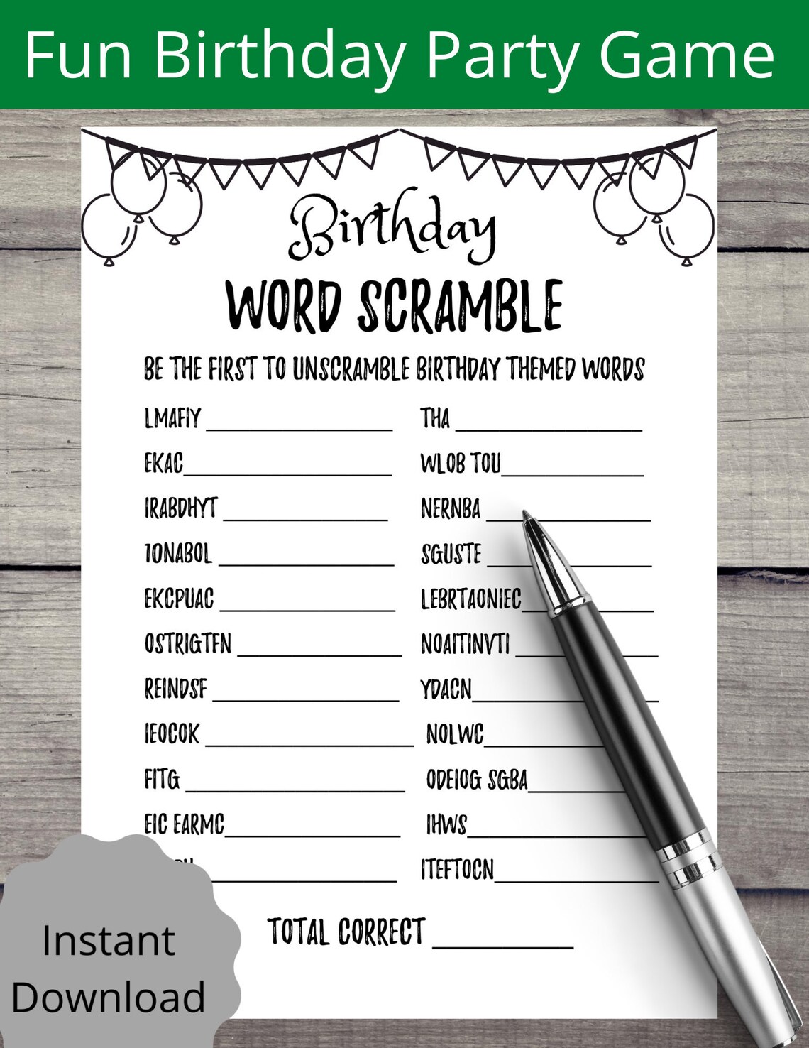 Adult Birthday Party Games Birthday Word Scramble Games Etsy Canada