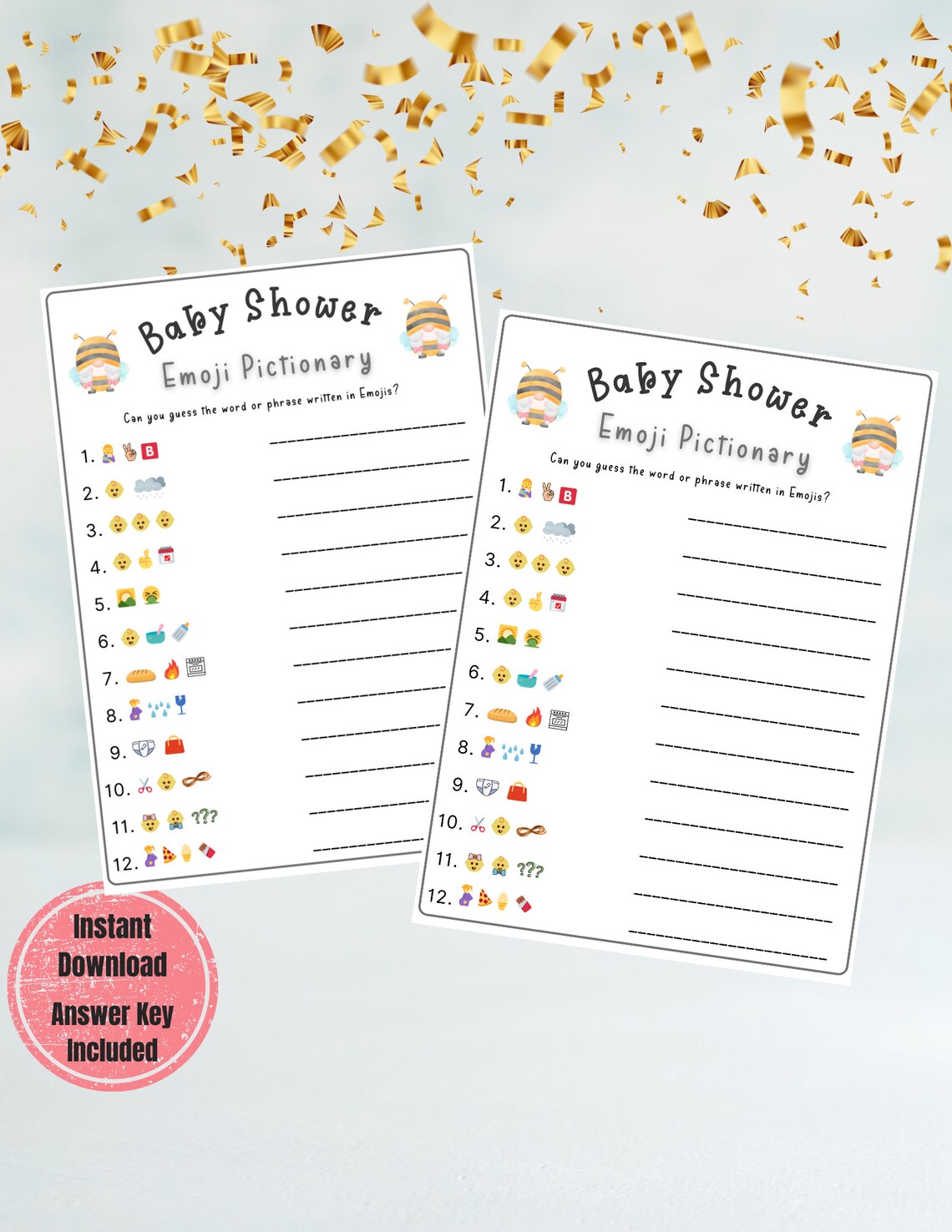 Baby Shower Emoji Pictionary Game Baby Gnome Baby Shower Game Printable