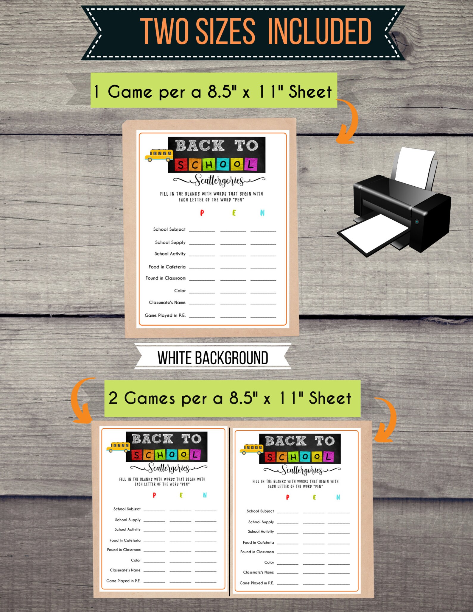 Back to School Scattergories Game Classroom Activity Game for Kids L ...