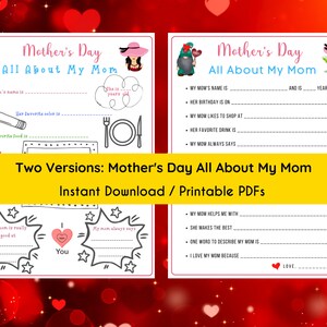 Muttertag Alles über meine Mutter Spiel | Muttertagsspiel für Kinder & Erwachsene | Familienaktivitäten | Mum, Mama, Druckbares Spiel, Muttertag Quiz
