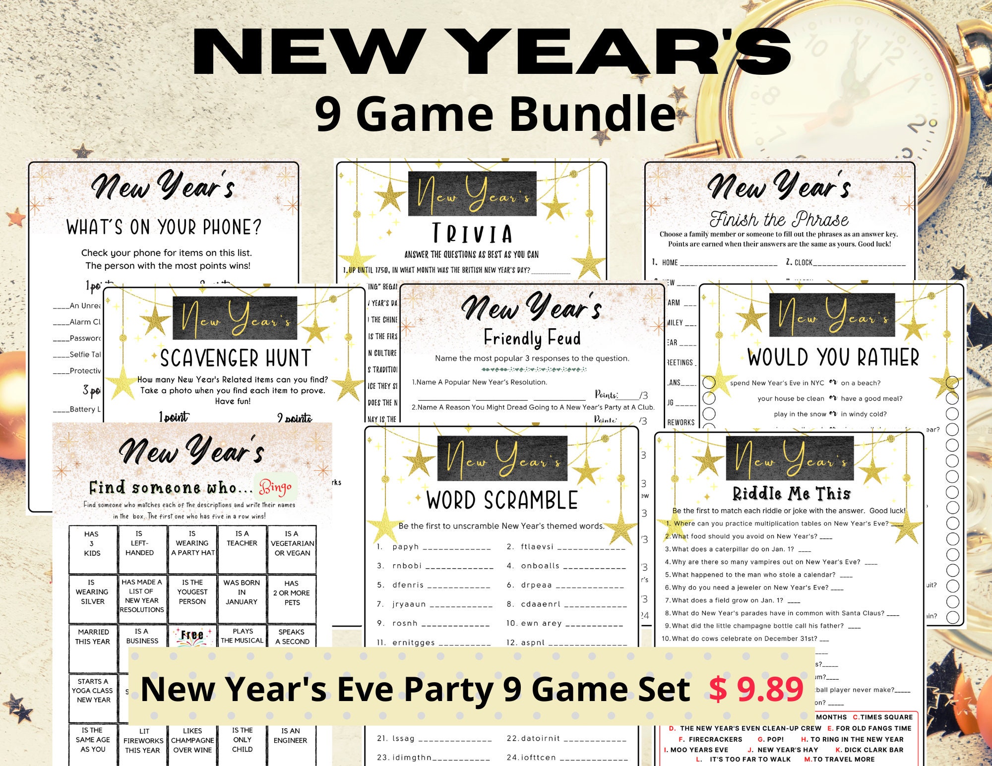 New Years Would You Rather Game Printable New Year's Eve 