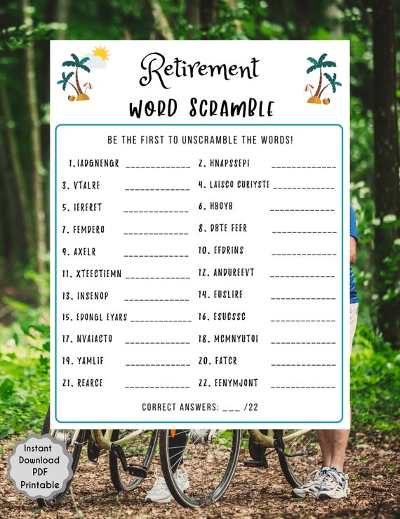Retirement Party Game Retirement Word Scramble Fun Etsy