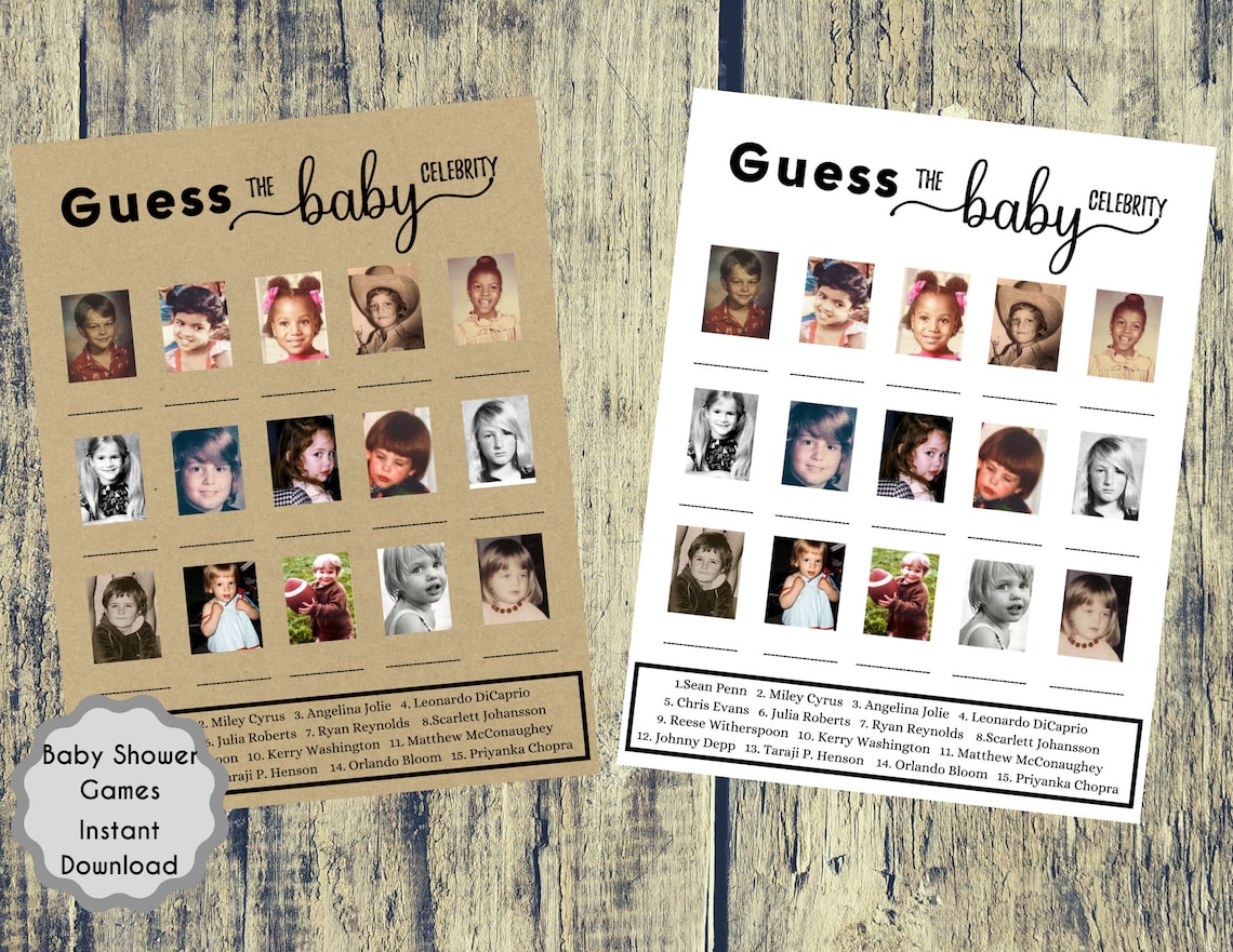 Guess the Baby Celebrity Baby Shower Game Printable Baby Etsy