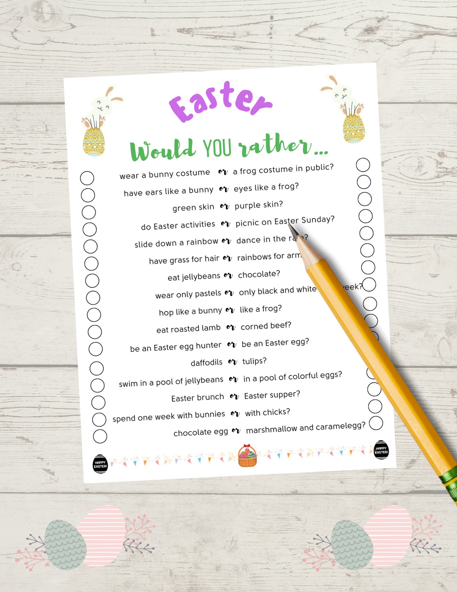 Easter Would You Rather Game Easter Game For Kids Adults Etsy
