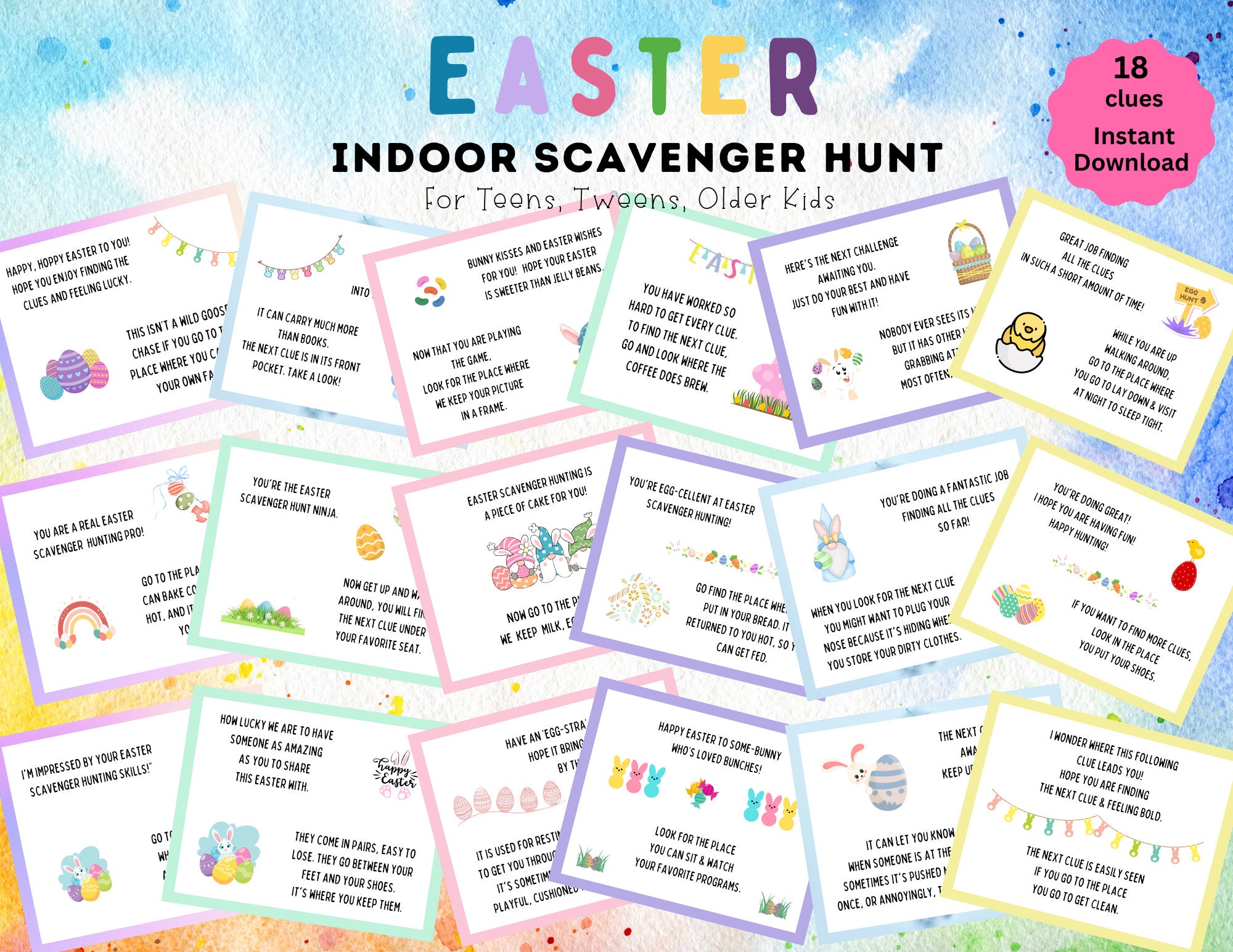 Teen Easter Scavenger Hunt Game: 18 Clues (printable PDF) - Etsy