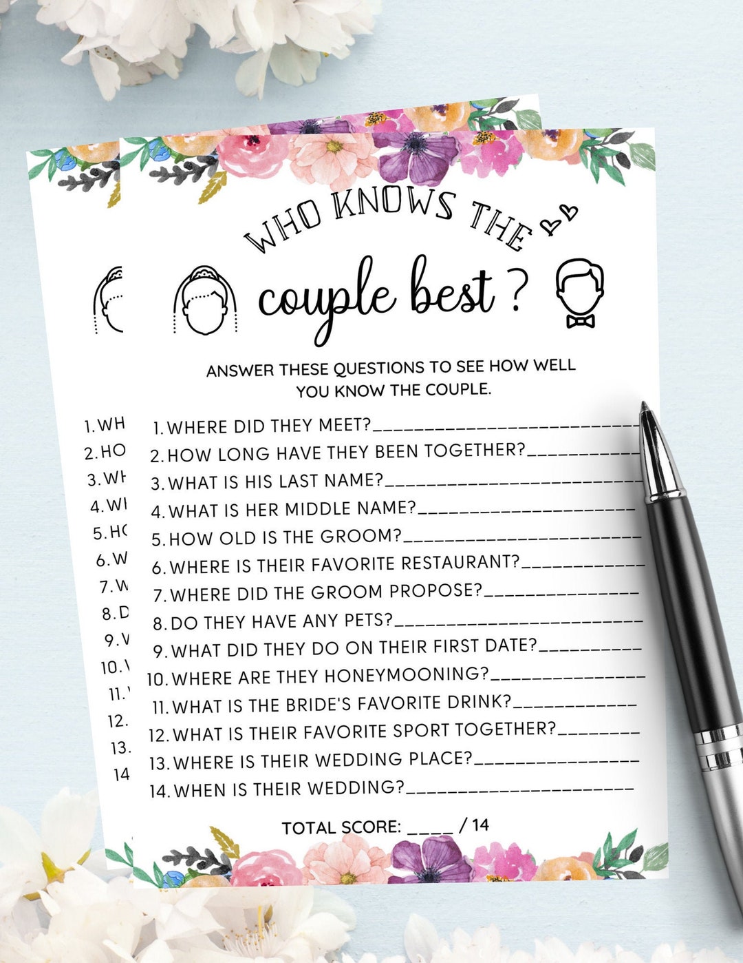 Who Knows the Couple Best Bridal Shower Gamel Floral Bridal - Etsy