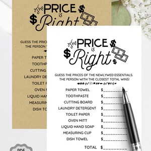The Price is Right Bridal Shower Game, Printable Instant Download ...
