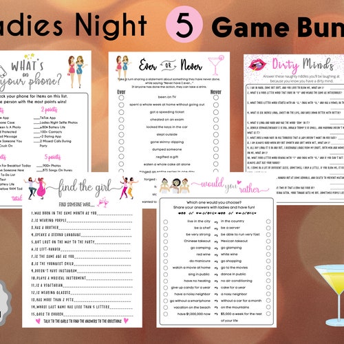 5 Ladies Night Game Bundle Fun Printable Ladies Party Games - Etsy