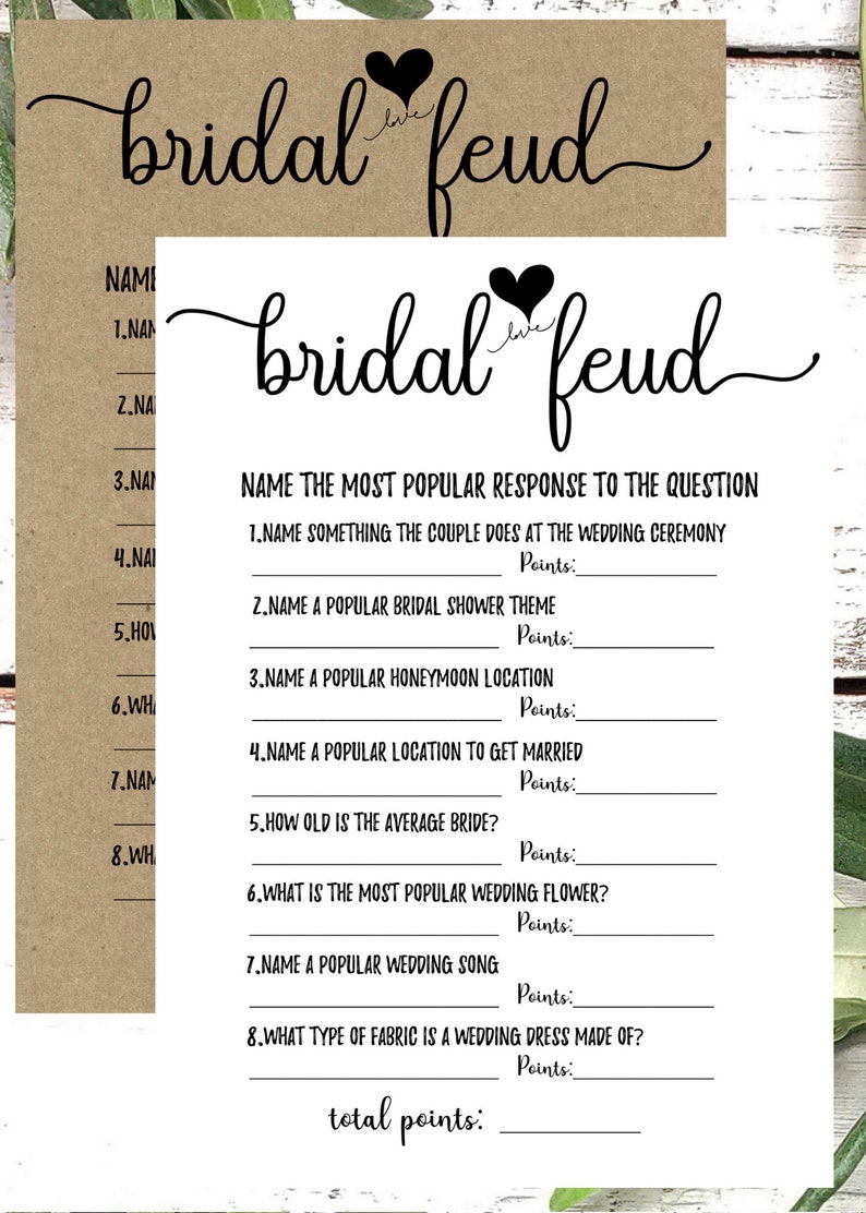 bridal feud bridal shower games pdf printable download etsy