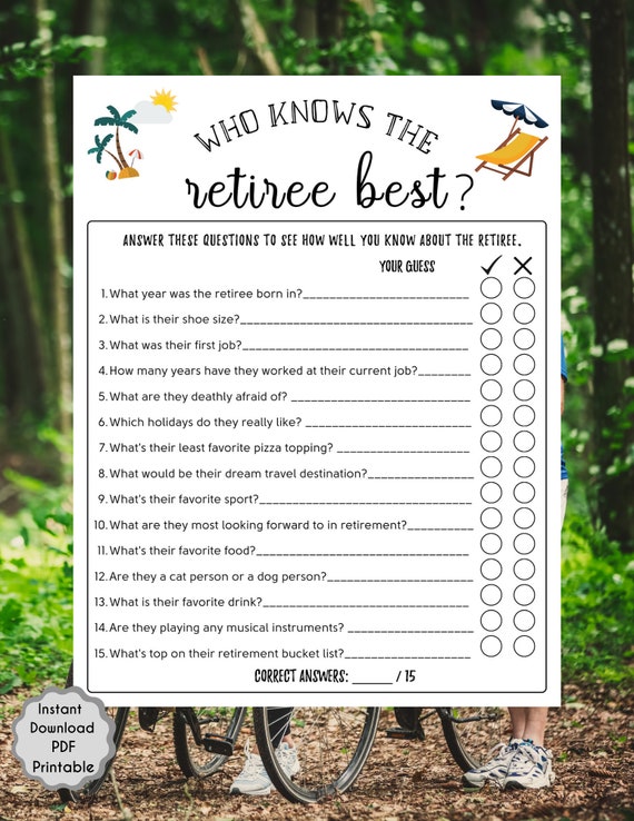 Spending My Retirement In A Game Retirement Party Game Who Knows the Retiree Best Fun - Etsy