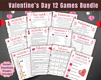 Valentine's Day Game Bundle: 12 Printable Party Games (PDF)