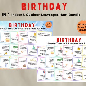 Indoor und Outdoor Geburtstag TWO Treasure Hunt Bundle für Kinder, Treasure Scavenger Hunt 17 Hinweise, lustige Geburtstagsaktivität für Jugendliche, Tweens
