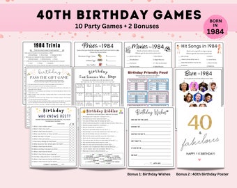 Born in 1984 Games Fun 40th Birthday Party Games For Women Men Him Her Printable 40th Party Games 40th Birthday Gift For Her Birthday Gift