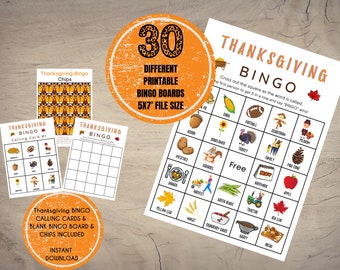 Thanksgiving Party Game Printable Thanksgiving Bingo game for All Ages Icebreaker Classroom Activity Turkey Dinner Game Friendsgiving Game