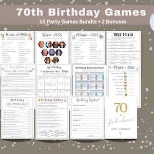 1955 Trivia Spiele zum 70. Geburtstag – Printable Digital Bundle | Partyspiele für Männer, Frauen, Ihn, Sie | Jahrgang 1955 Thema| Sofort Download