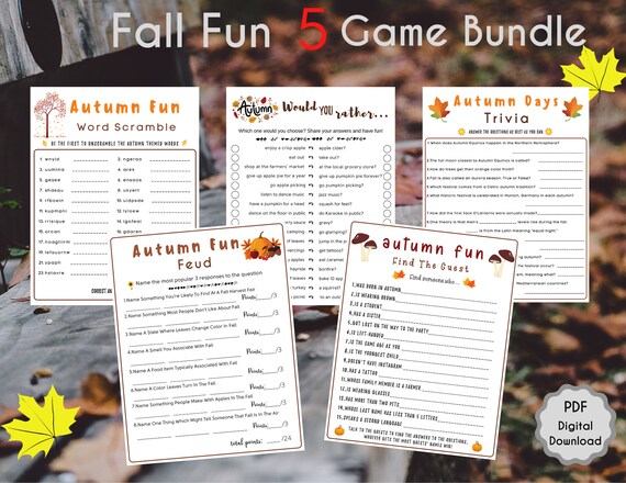 Fall Game Bundle: Autumn Trivia, Word Scramble, and More (PDF)