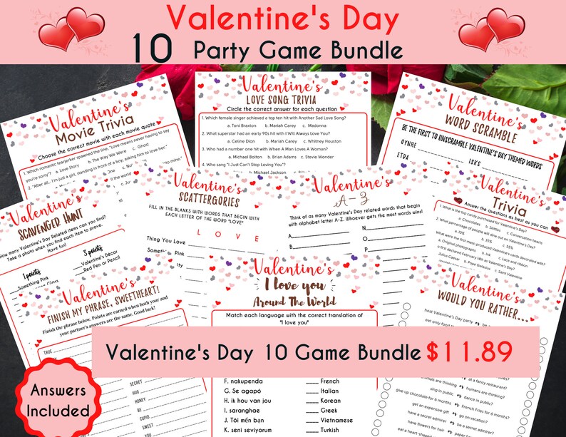 Valentine's Day Feud Game Fun Valentine's Day Feud Activity Valentines Printable Game Galentine's Game Fun Adults Party Games PDF image 5