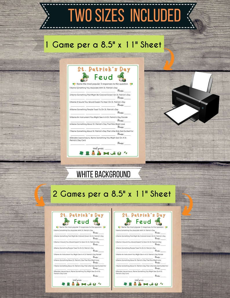 Fun St. Patrick's Day Feud Printable Game St. Patrick's Day Game for Kids & Adult St. Paddy's Party Game St. Patty's Classroom Game image 3