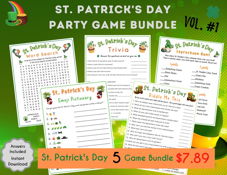 Fun St. Patrick's Day Feud Printable Game St. Patrick's Day Game for Kids & Adult St. Paddy's Party Game St. Patty's Classroom Game image 6