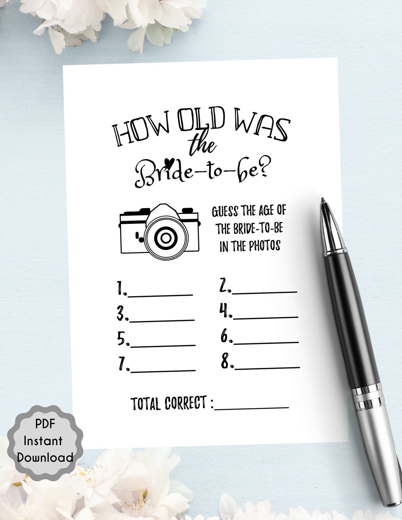 How Old Was the Bride-to-be Bridal Shower Game, Printables, Bride ...