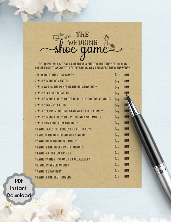 The Wedding Shoe Game Bridal Shower Game Printable PDF Bride - Etsy The Wedding Shoe Game Bridal Shower Game Printable PDF Bride - Etsy