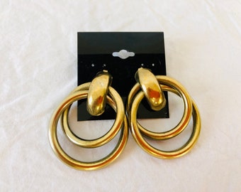 triangular Orecchini vintage nuovi in ottone dorato e argentato golden and silvery brass anni 80 triangolari Vintage new earrings 80s