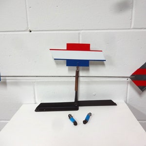 Hand Crafted Red White & Blue Chevy Man Cave Garage Weathervane With Roof Mount Hardware 28 inches long 100% Recycled Materials