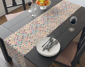 Colorful Patterned Table Runner, Boho Dining Decor