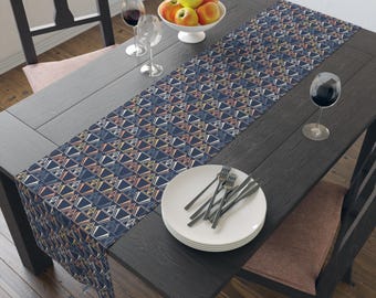 Geometric Table Runner – Modern Cotton Twill Dining Decor