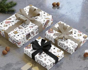 Musical Notes Gift Wrapping Paper, Sustainable Satin Finish