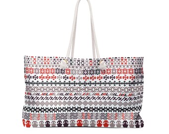 Tribal Pattern Weekender Bag, Stylish Travel Tote, Beach Carryall