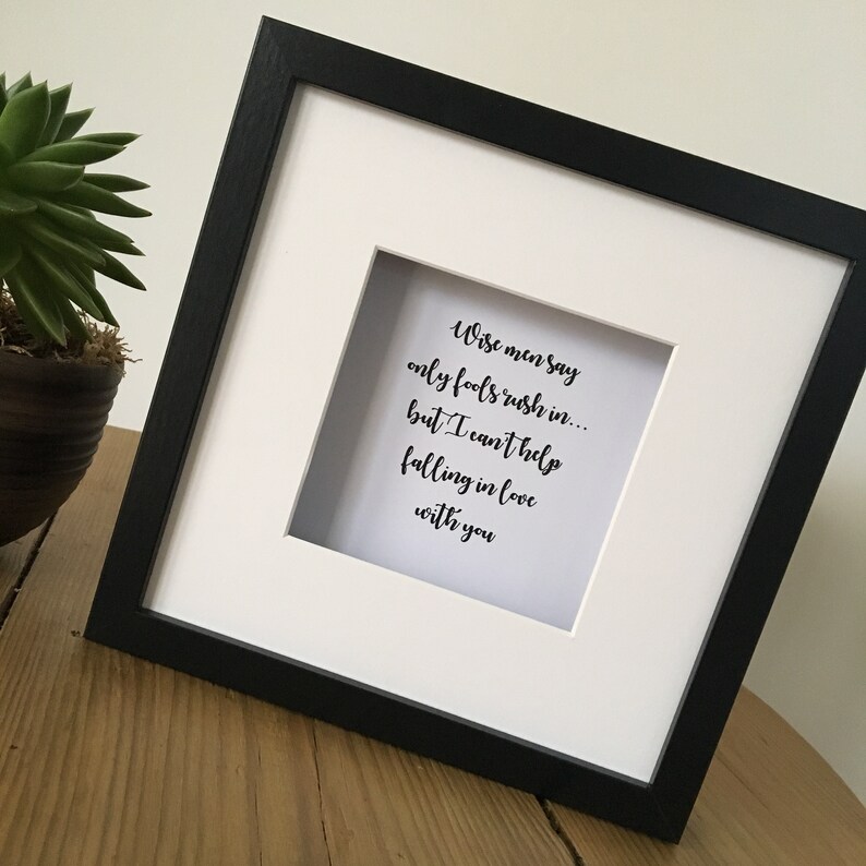 Personalised Song Lyric Box Frame Wedding Anniversary Etsy