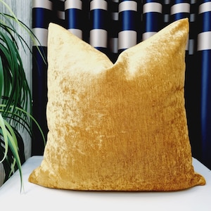 Luxtr Yellow velvet pillow cover, golden yellow velvet pillow, luxury fabric upholstery fabric, custom size