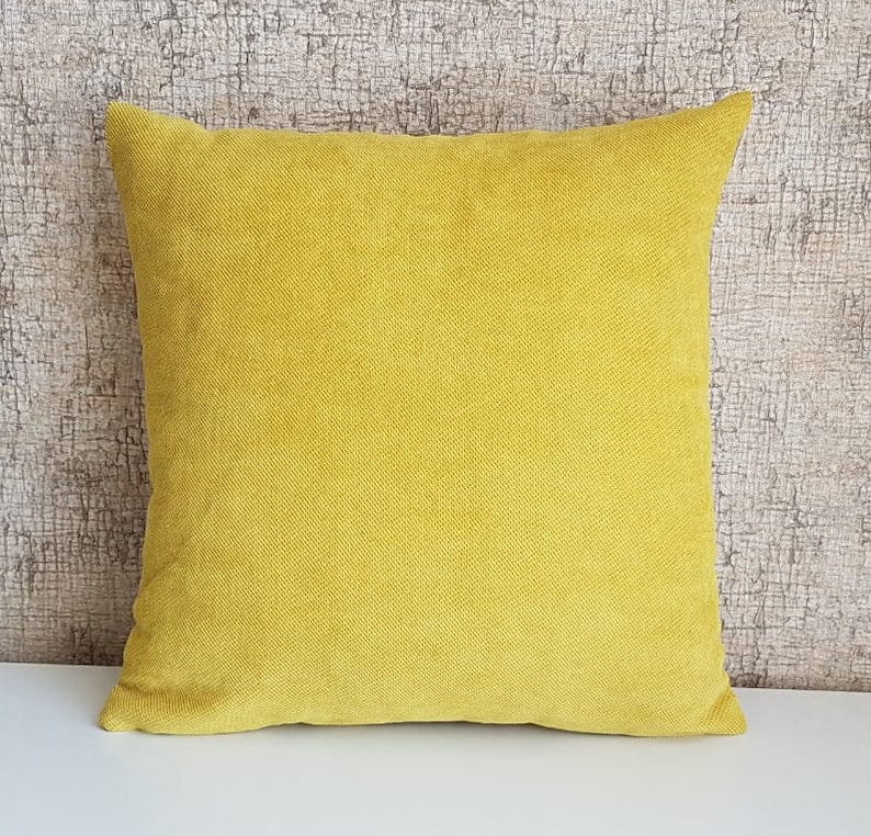 seat cushion yellow decorative pillow lemon yellow pillow handmade 16 x16 Yellow velvet pillow case
