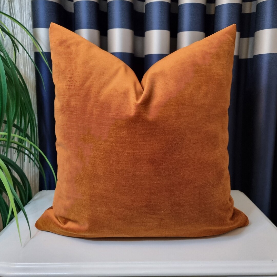 Orange Velvet Pillow, Tile Color Pillow, Copper Color, Big Discount
