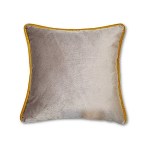 luxury cappuccino color velvet pillow, yellow piping, personalized size and model, modern pillow, seat pillow, decorative pillow